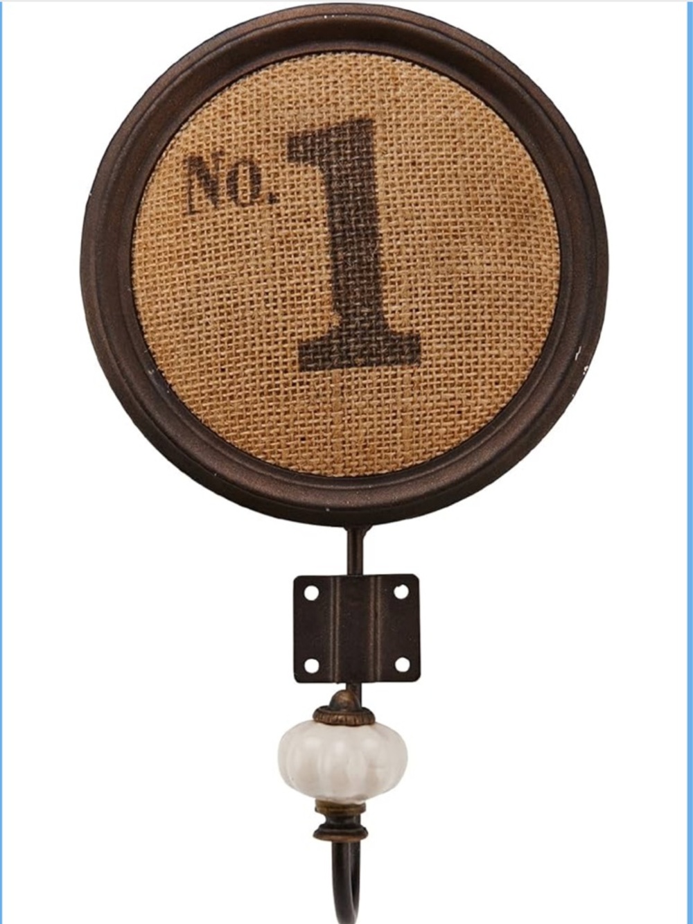 Elements No. 1 Burlap Wall Hook - Brown & Natural Metal Hook W/Burlap 10in tall